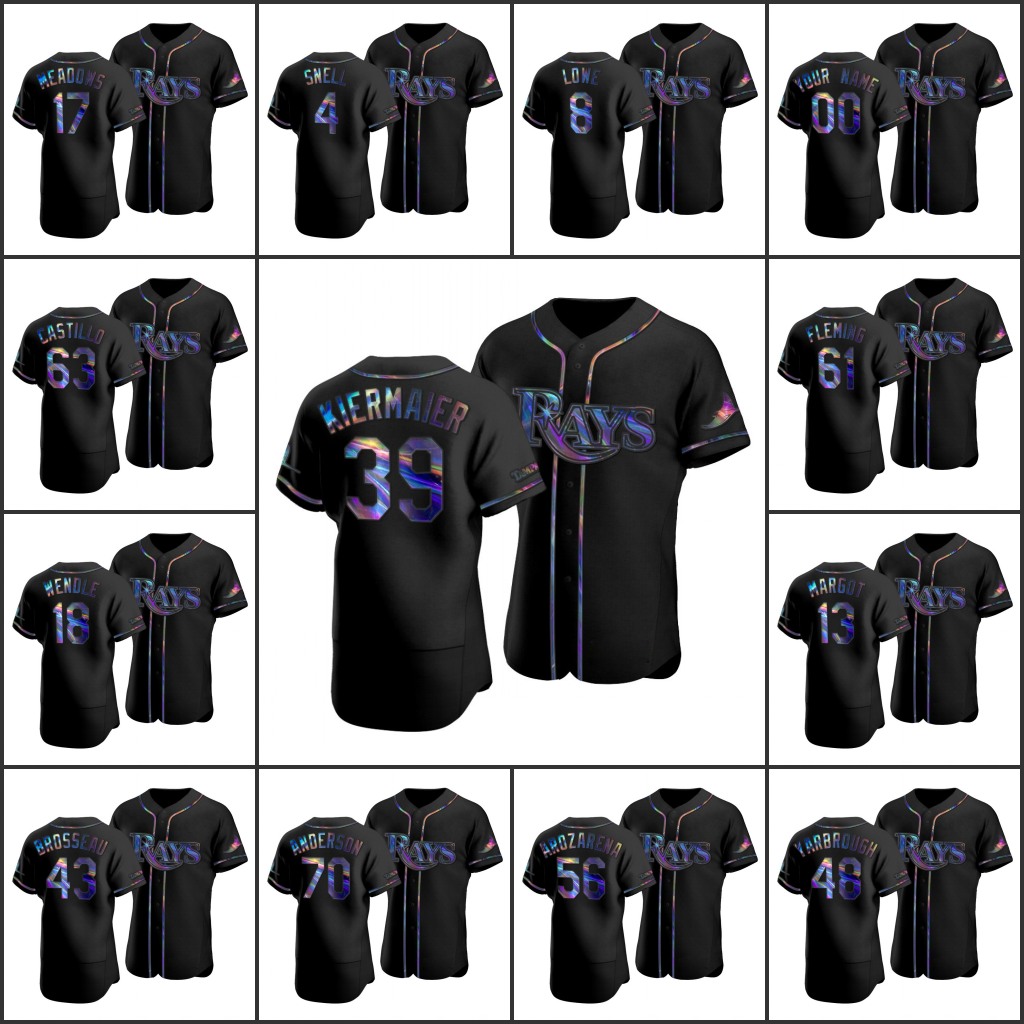 Men Tampa's Bay Rays #39 Kevin Kiermaier 56 Randy Arozarena 4 Blake Snell Women Youth Custom Iridescent Holographic Limited Authentic Jersey Black
Men Tampa's Bay Rays #39 Kevin Kiermaier 56 Randy Arozarena 4 Blake Snell Women Youth Custom Iridescent Holographic Limited Authentic Jersey Black