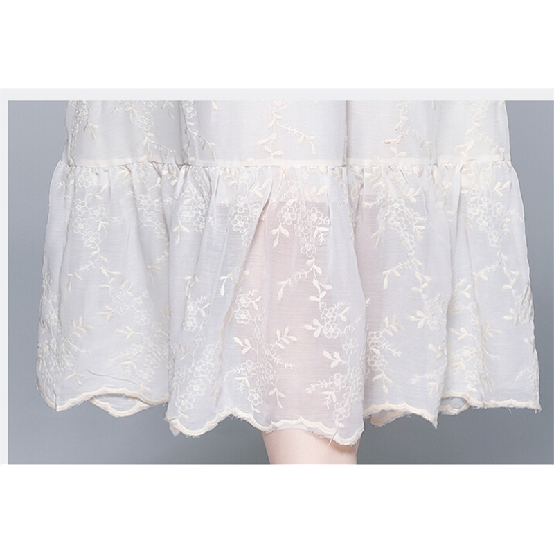 Summer Runway Style Embroidery Chiffon Midi Dresses Vintage Elegant Women Square Collar Party Dress Vestido 210520