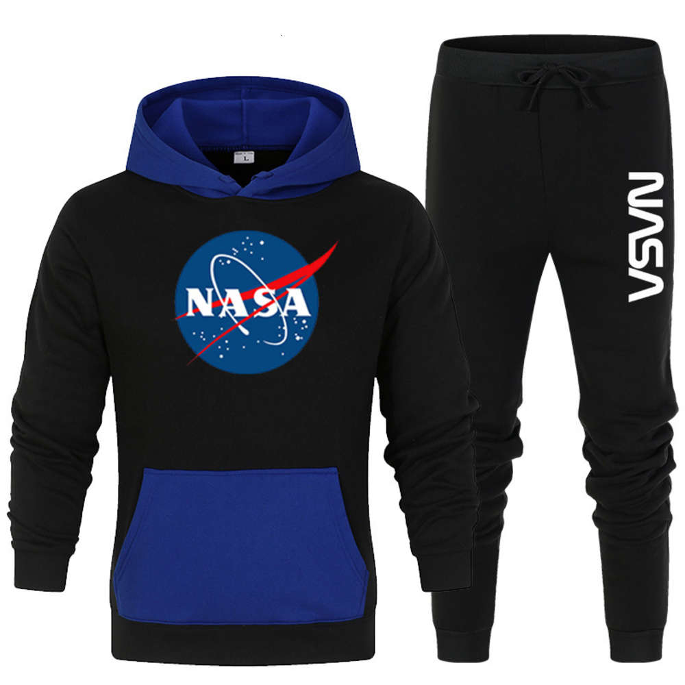 Pocket color matching NASA sweater men's aviation hooded fir fleece two piece suit, Black
Pocket color matching NASA sweater men's aviation hooded fir fleece two piece suit, Black