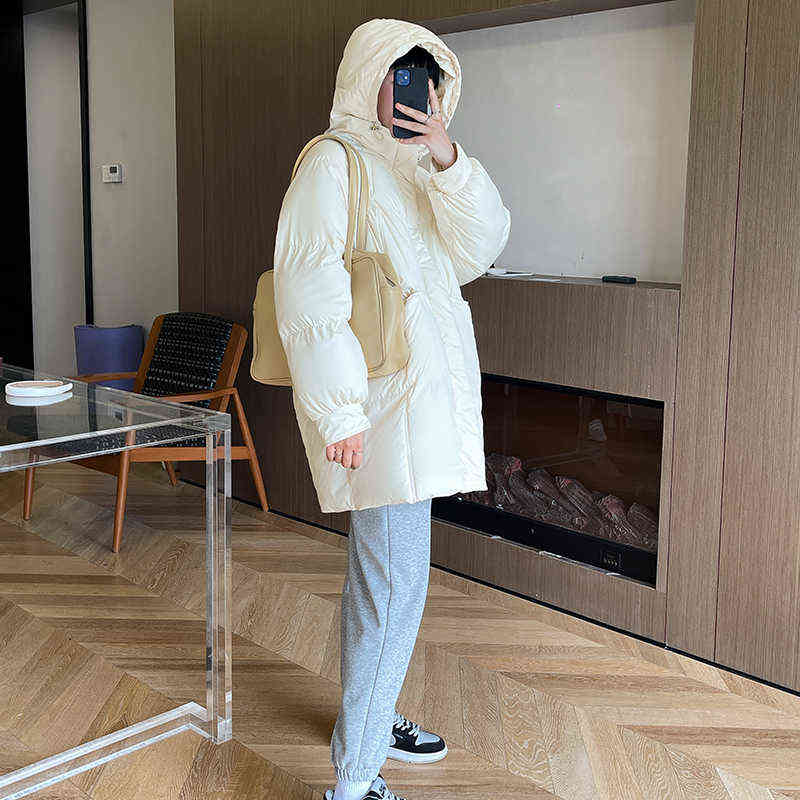 Women's Down Feather Jackets Coat Winter Baggy Thickening Warm Bubble Long Oversized Female Puffer Cotton Padded Jacket Outwear 211221