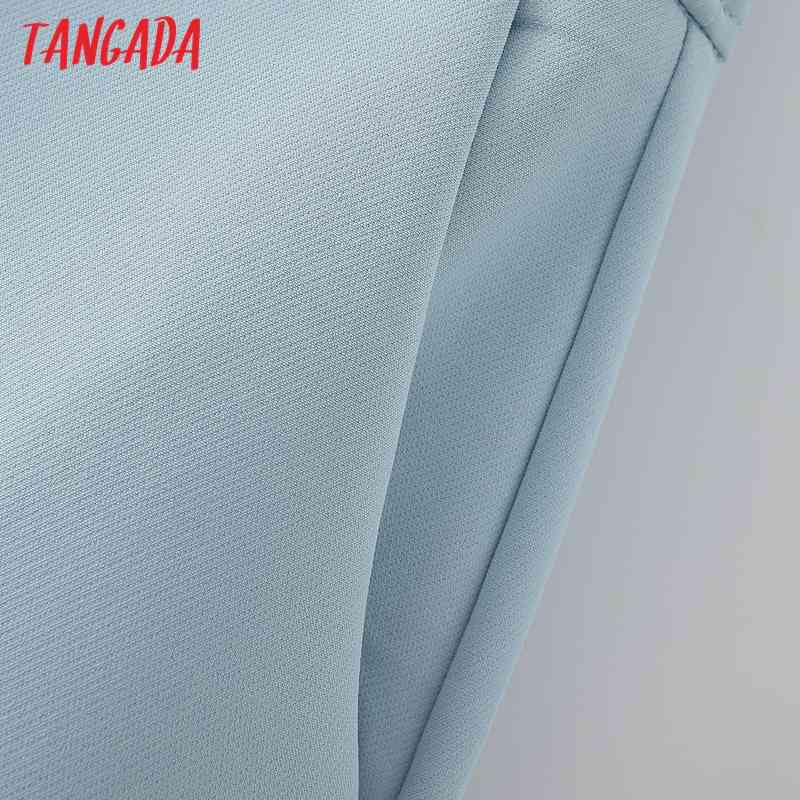 Women Elegant Solid Blue Zipper Pockets OL Shorts Pantalones DA9 210416