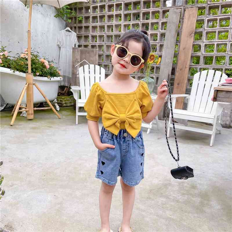 Summer Arrival Girls Fashion Candy Color T Shirt Kids Korean Tops Girl Clothes 210528