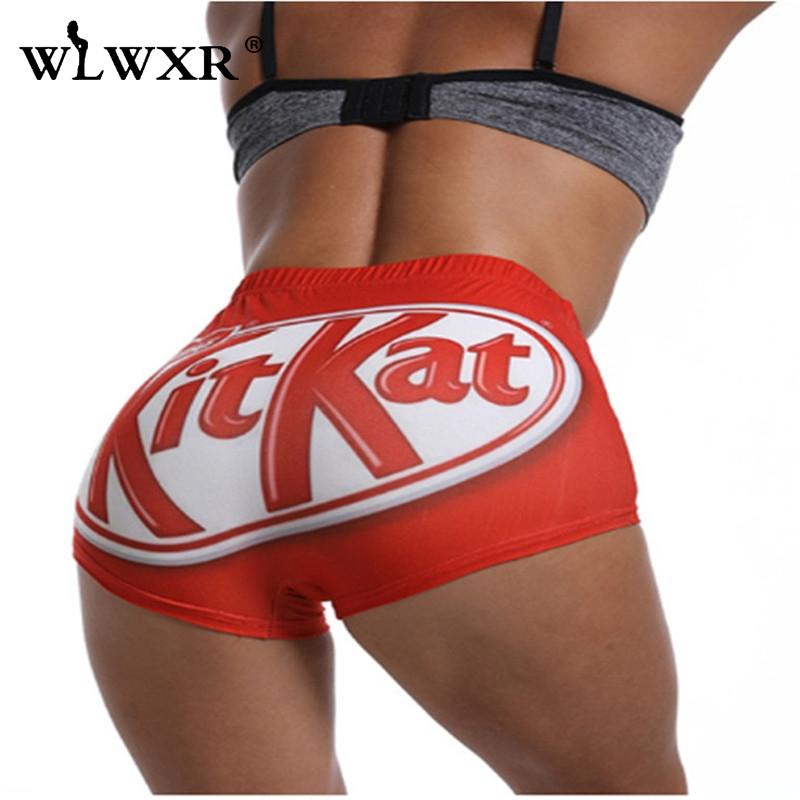Print Summer Sweat Biker Shorts Women Fitness High Waist Candy Female Sexy Bodycon Gushers Snack Booty 2021 Women's