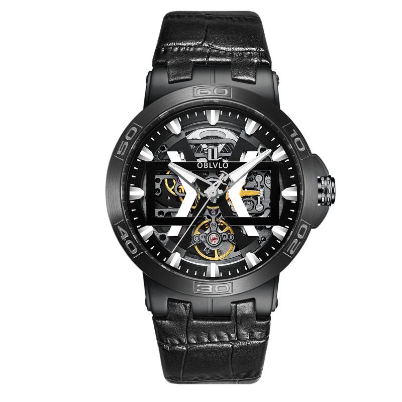 

Wristwatches OBLVLO Men Fashion Watch, Mens Automatic Watches Male Luxury Mechanical Wristwatch Waterproof Skeleton Punk Dial Clock Sapphire, Watch men 2
