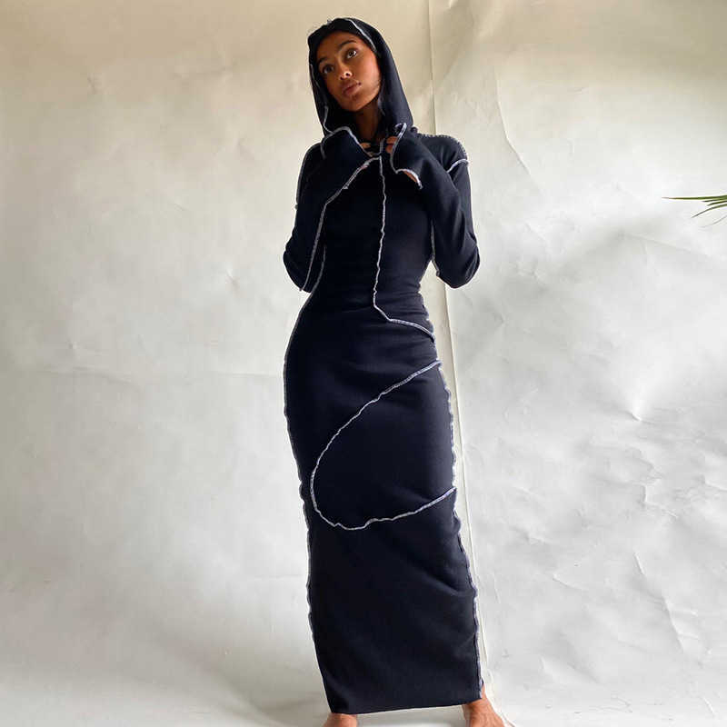 Women Hooded Dress Fashion Reverse Side Long Sleeve T Shirt Dresses Designers Casual Plus Size Fall Winter Lady Clothes 6colors