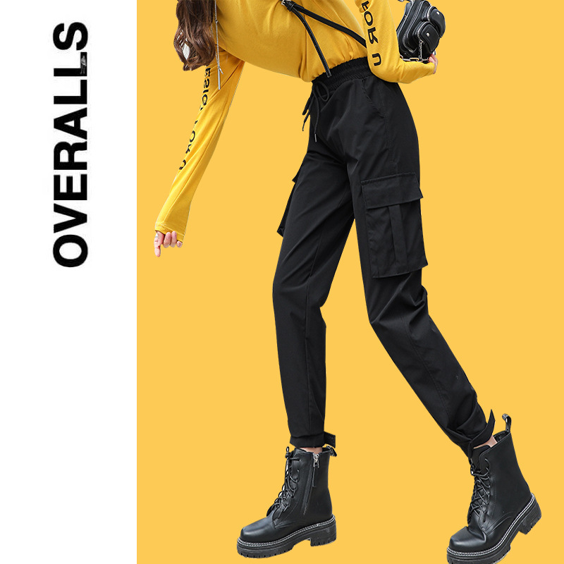 Streetwear Cargo Pants Women Casual Womens Joggers Sweatpants High Waist Loose Trousers Plus Size Korean Style Ladies 210428
