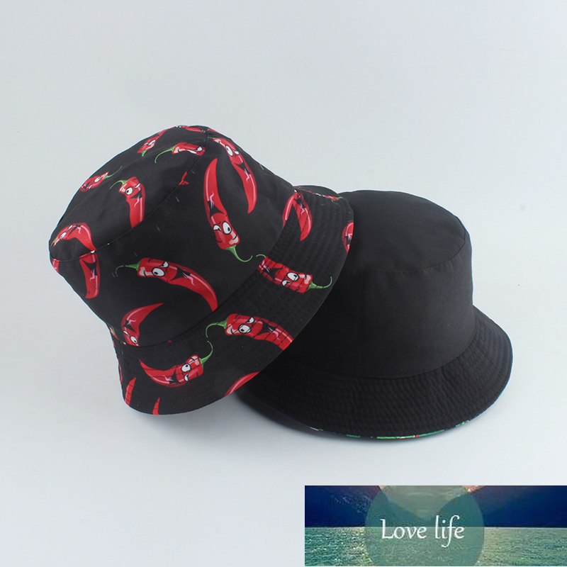 New Fashion Panama Hat Vegetables Pepper Printed Bucket Hat Reversible Fishing Cap Summer Sun Hats For Women Men Gorras Factory price expert design Qu