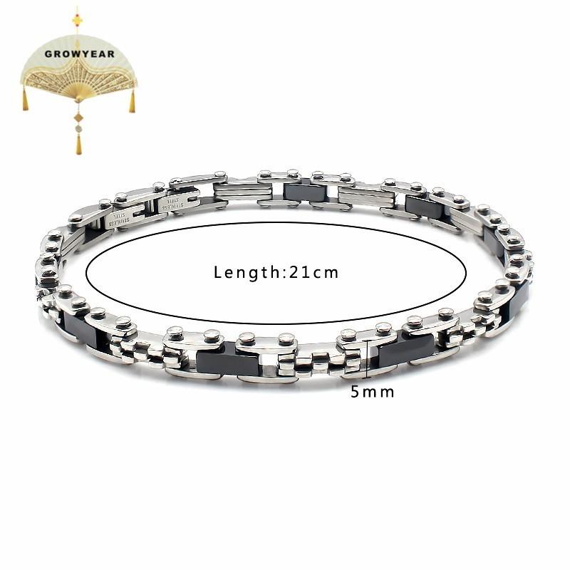 Bracelets de liaison Bracelet pour hommes Simple Metallic en acier inoxydable noir Fine Fine's Gift Cool 2023 Sports mécaniques