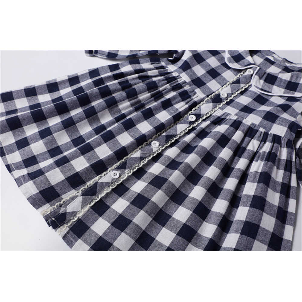 Mudkingdom Girls Long Sleeve Dress Plaid Lapel Button Sweet Princess Spring Autumn Little Clothing 210615