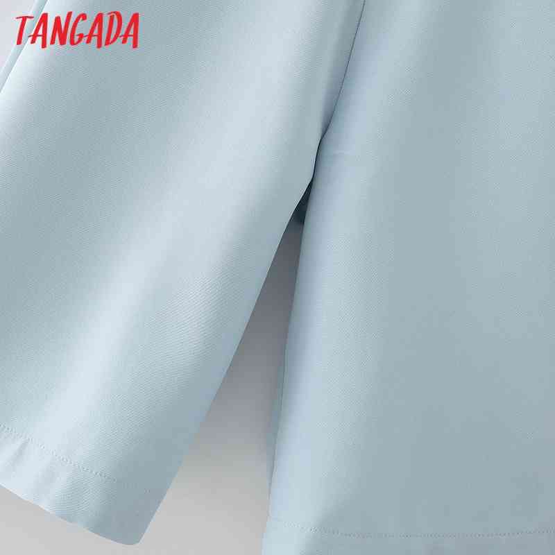 Women Elegant Solid Blue Zipper Pockets OL Shorts Pantalones DA9 210416