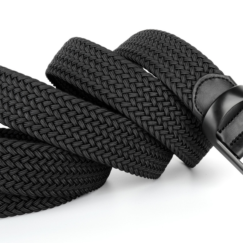 Drizzte Plus Size 100-190cm 190cm 63'' 67'' 71'' Long Black Braided Elastic Stretch Belt Mens Metal Buckle for Big and T