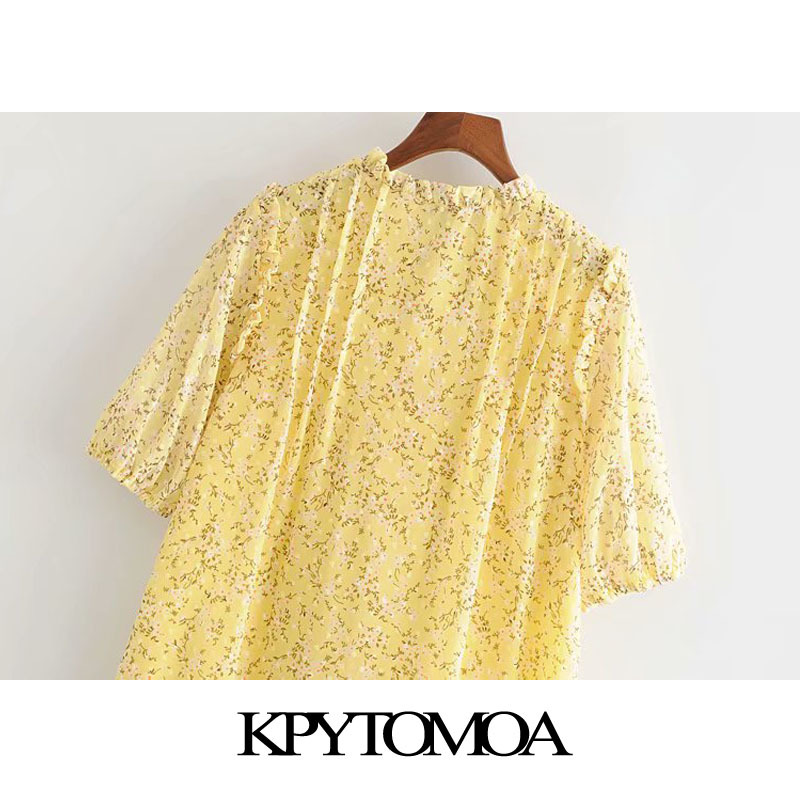 Women Chic Fahsion Printed Ruffled Mini Dress O Neck Short Sleeve With Lining Female Dresses Vestidos 210420