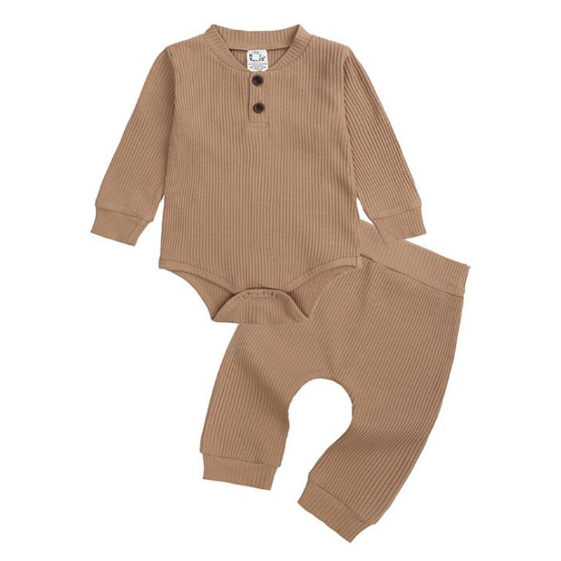 Infant Baby Boys Girls Long Sleeve Rompers + Pants Spring Autumn Fashion Clothing Sets Kids Boy Girl Clothes Suits 210521