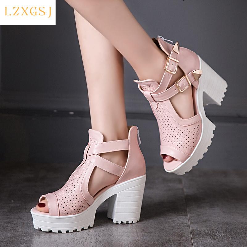 Sandals Arrivals Peep Toe Women Summer 2021 Thick High Heels With Platforms Female Fashion Buckle Strap Shoes, Black
Sandals Arrivals Peep Toe Women Summer 2021 Thick High Heels With Platforms Female Fashion Buckle Strap Shoes, Black