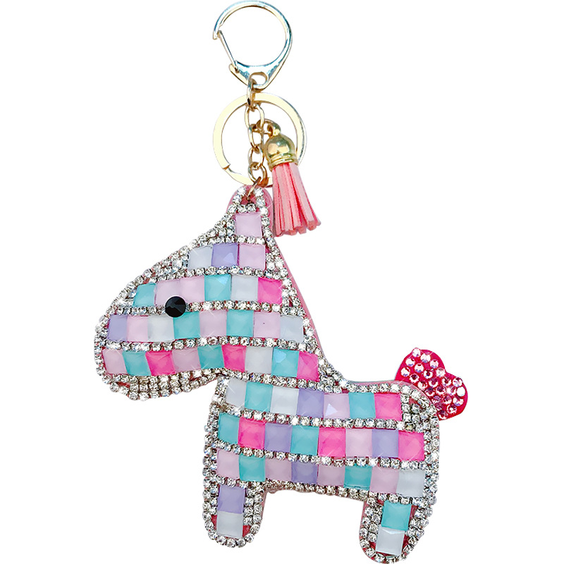 Cute Diamond Pony Keychain Female Creative Car Key Chain Creative Fashion Bag Pendant Gift Retail & Wholesale Y05