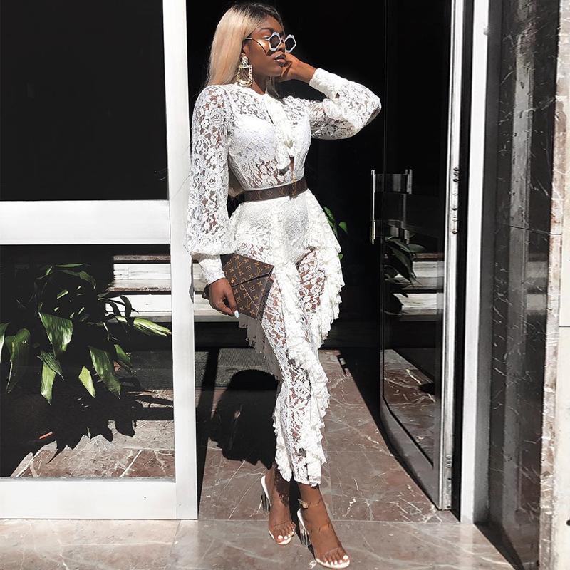 Women' Jumpsuits & Rompers Sexy Outfits White Lace Jumpsuit Women Transparent See Through Elegant Ruffle Romper Party Evening Celebrity Clu
Women' Jumpsuits & Rompers Sexy Outfits White Lace Jumpsuit Women Transparent See Through Elegant Ruffle Romper Party Evening Celebrity Clu
