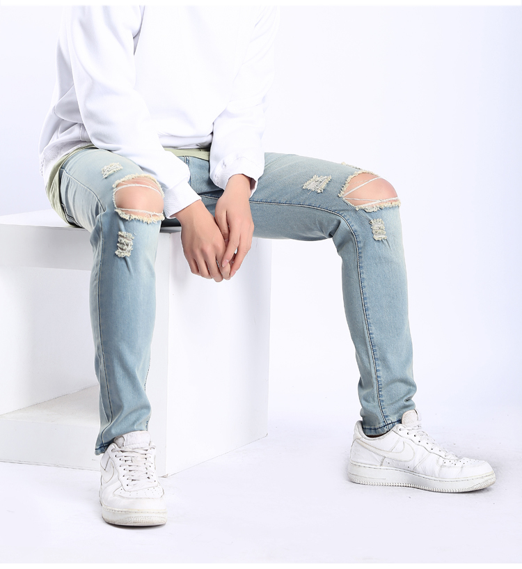 west jeans knee big holes design slim fit long pants denim blue vintage washed high street trousers
west jeans knee big holes design slim fit long pants denim blue vintage washed high street trousers