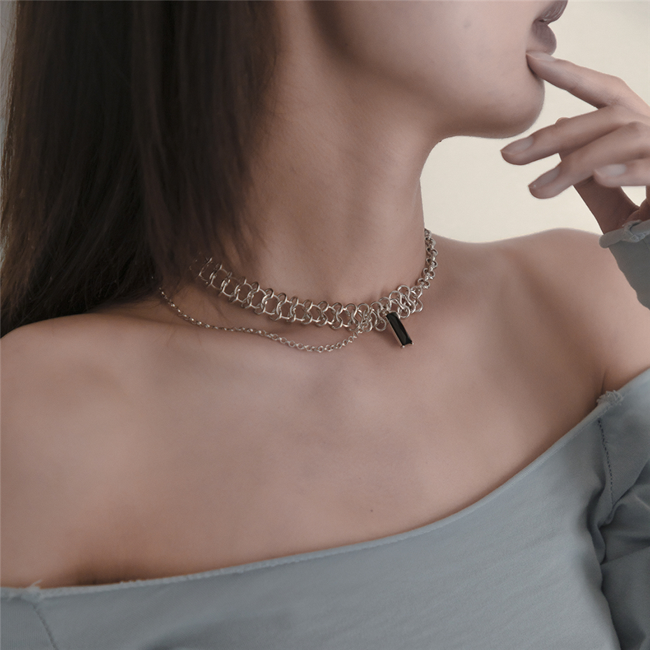 Vintage Gothic Black Crystal Pendant Necklace Hip Hop Punk Asymmetric layered Choker Necklaces Women Neck Chain Collar Jewelry
Vintage Gothic Black Crystal Pendant Necklace Hip Hop Punk Asymmetric layered Choker Necklaces Women Neck Chain Collar Jewelry