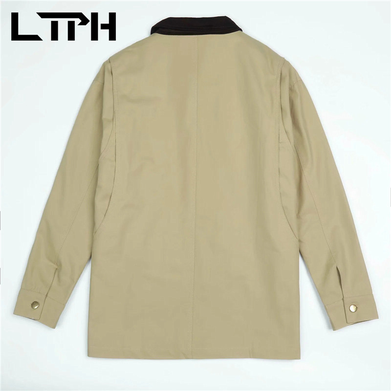 Vintage Casual Tooling style womens coats loose Single Breasted trench coat Chic Female windbreaker Autumn Winter 210427