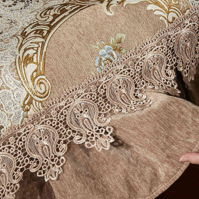 Retro Chenille Lace Sofa 1 2 3 Seater ral Leather Couch Slipcover Protector Armrest Chair Cover Anti-slip European 211102