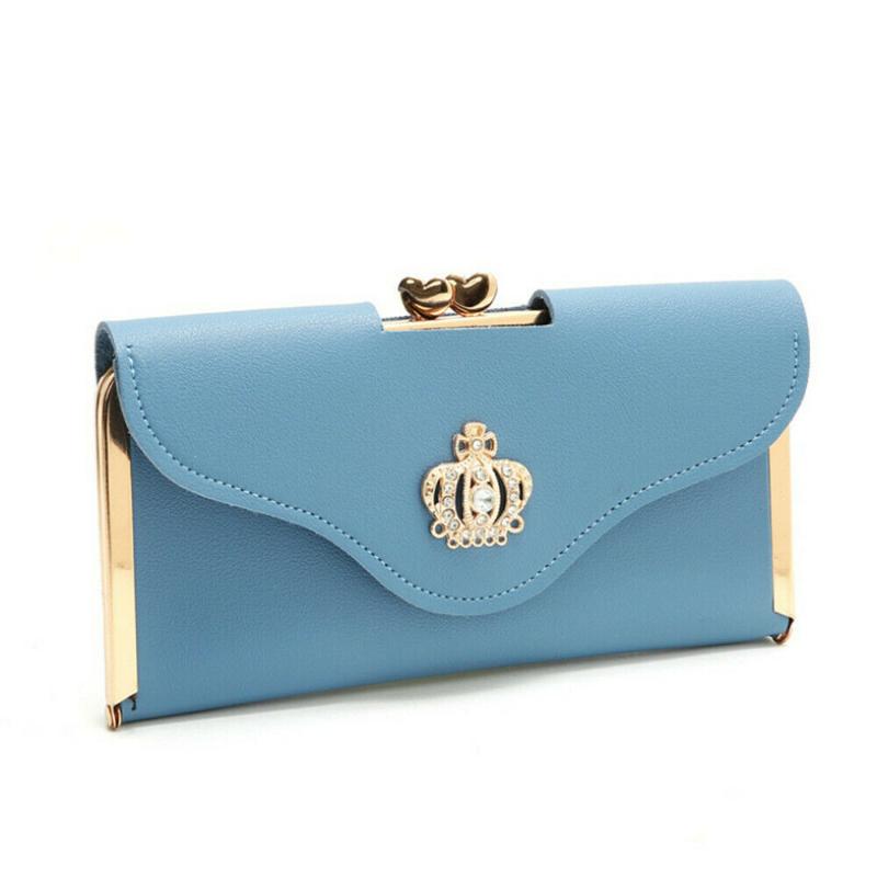 Womens Wallet Ladies Crystal Diamond Crown Decorated Long Card Holder Clutch Bag Case Female Retro Leather Purse Handbag Wallets1