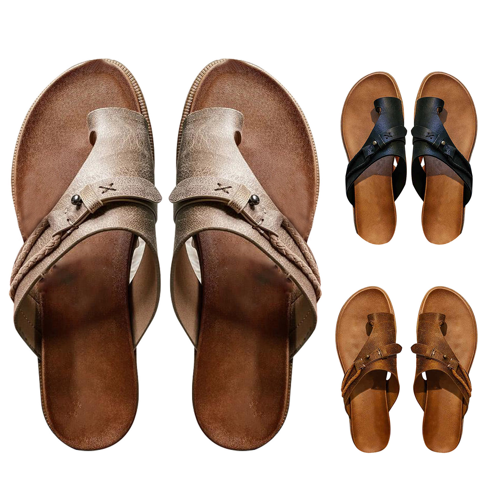 Women slippers Sandals retro Rome slip-on slippers buckle decor Summer Sandals Casual Beach Open-Toe Shoes lady flip flops, Black
Women slippers Sandals retro Rome slip-on slippers buckle decor Summer Sandals Casual Beach Open-Toe Shoes lady flip flops, Black
