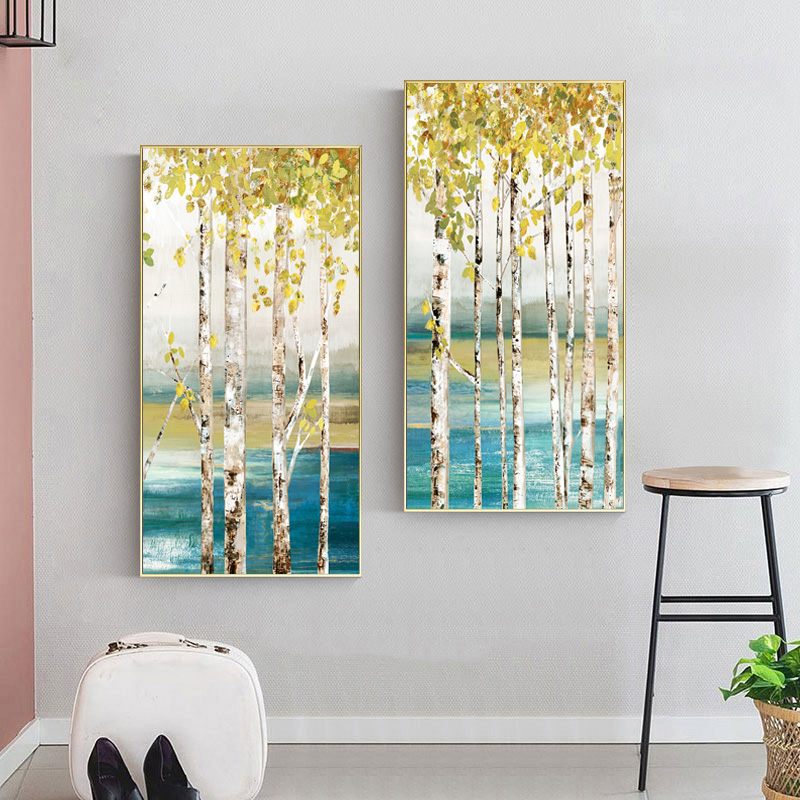 Tree Poster Landscape Wall Art Pictures For Living Room Oil Painting On Canvas Prints Indoor Decoration White Birch Home Decor