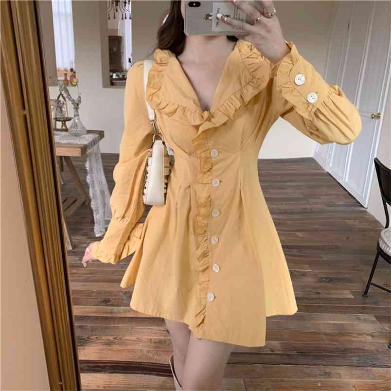 Women's Fashion Wood Ear Patchwork Lapel Slim Short A-Line Dress Spring Elegant Puff Long Sleeve Casual Vestidos 210519, Picture color
Women's Fashion Wood Ear Patchwork Lapel Slim Short A-Line Dress Spring Elegant Puff Long Sleeve Casual Vestidos 210519, Picture color