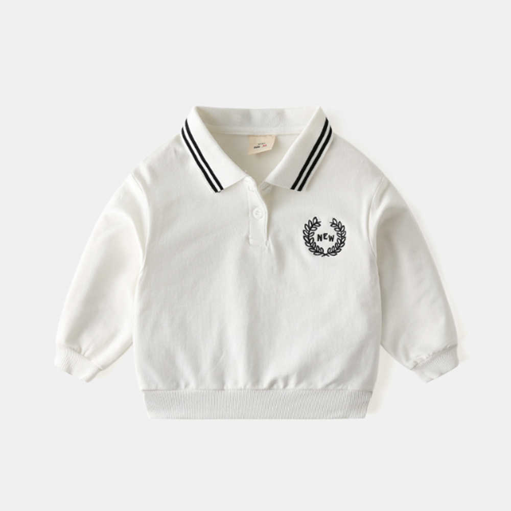 Mudkingdom Boys Sweatshirts Long Sleeve Pullover Casual Tops Fashion Embroidery Lapel Clothes Spring Autumn 210615