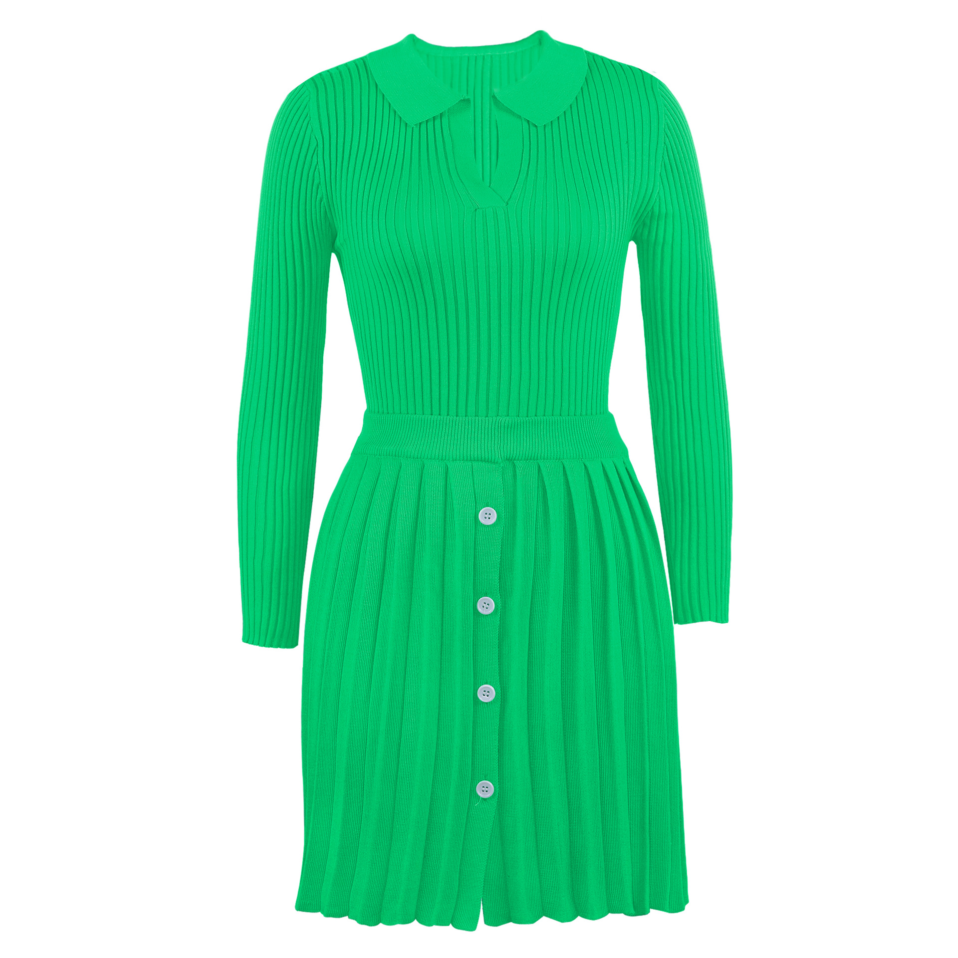 Female Pure color skirt casual cotton knitting two-piece set long sleeve top pleated dress, 03
Female Pure color skirt casual cotton knitting two-piece set long sleeve top pleated dress, 03