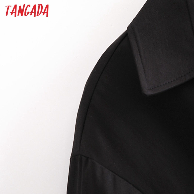 Summer Women Black Blazer Short Sleeve Ladies Pleated Mini Dress Vestidos 3H58 210416