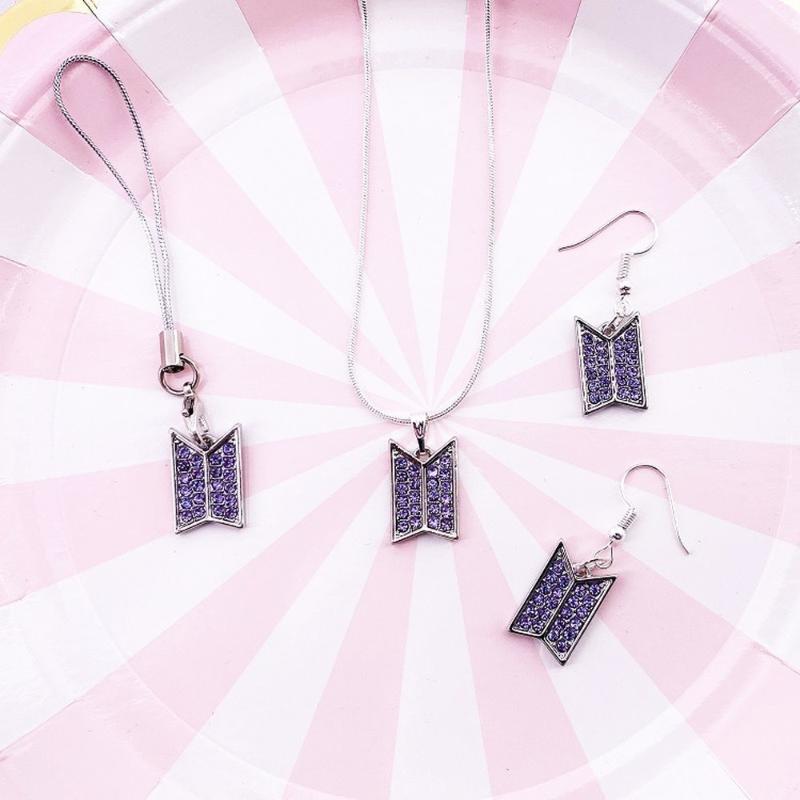 Earrings & Necklace Kpop Bangtan Boys Silver Color Chain Jewelry Set Mobile Phone Purple Zircon Fashion Accessories
Earrings & Necklace Kpop Bangtan Boys Silver Color Chain Jewelry Set Mobile Phone Purple Zircon Fashion Accessories
