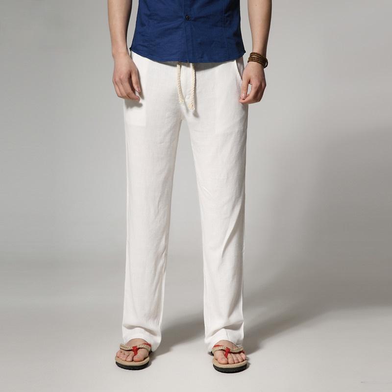 Men's Pants Lightweight Cotton Linen Straight Loose Trousers 2021 Spring Summer Classic Style Business Casual Men Brand Thin