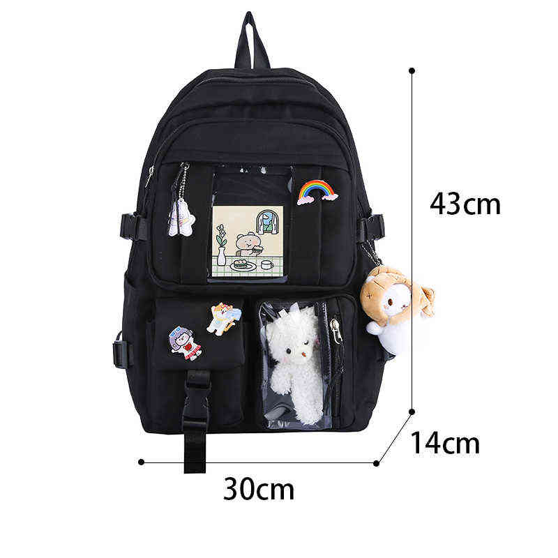Purple Nylon Backpack for Women Large Capacity Backapck Student Travel Rucksack Girl Multifunctional School Bag 7 Grade 220209
