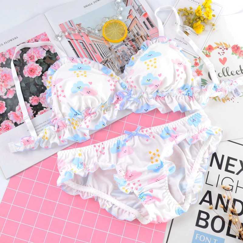 SP&CITY Japan Lolita Bow Cosplay Sexy Bras Set Women Soft Bra Seamless Cute Strawberry Bralette Lingerie Underwear Y0913