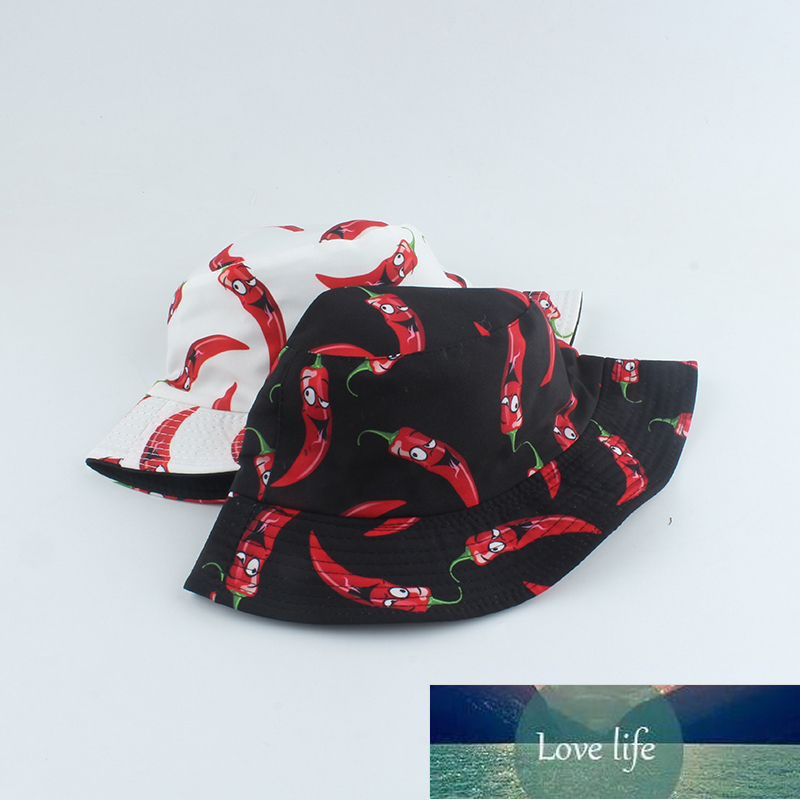 New Fashion Panama Hat Vegetables Pepper Printed Bucket Hat Reversible Fishing Cap Summer Sun Hats For Women Men Gorras Factory price expert design Qu