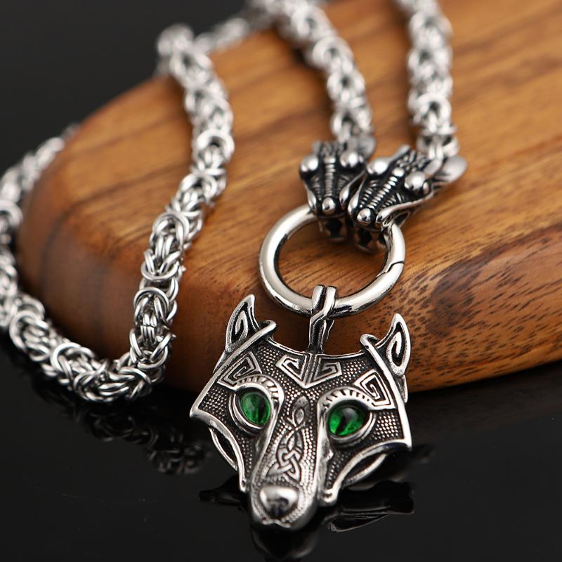 Pendant Necklaces Dragon Wolf Necklace Men Jewelry Norse Viking Stainless Steel Chain
Pendant Necklaces Dragon Wolf Necklace Men Jewelry Norse Viking Stainless Steel Chain