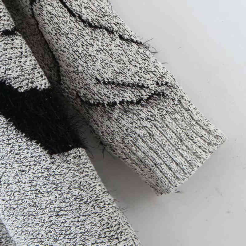 Vintage Woman Grey Embroidery Long Cardigan Spring-Autumn Fashion Soft V Neck Knitted Sweaters Ladies Casual Knitwear 210515