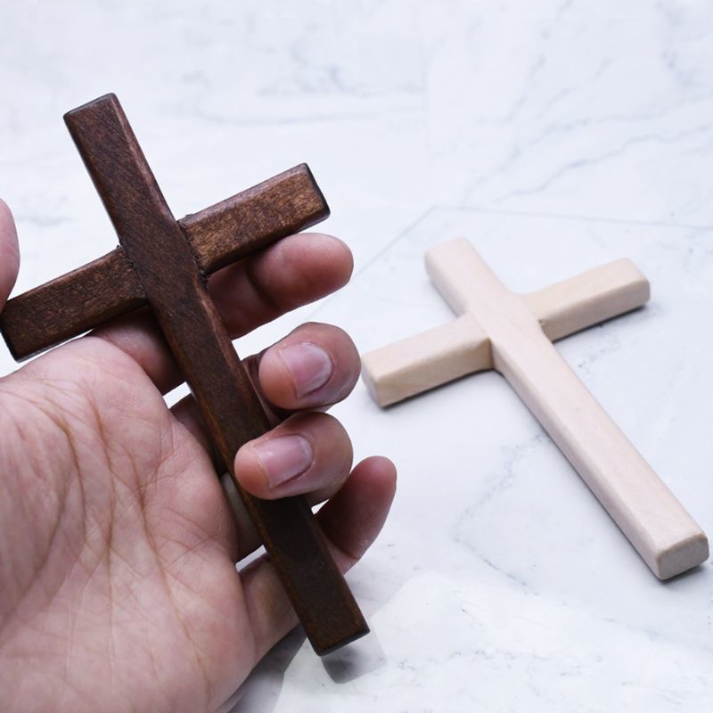 2 Hand-made wooden crucifix Jesus Christ ornaments Religious charm Hanger making