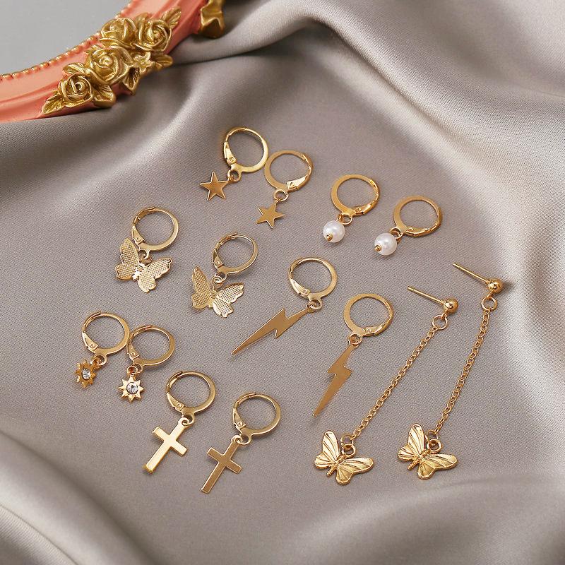 Hoop & Huggie Women Fashion Pearl Butterfly Pendant Earrings Set Crystal Rhinestone Star Sun Statement Ear Piercing Jewelry
Hoop & Huggie Women Fashion Pearl Butterfly Pendant Earrings Set Crystal Rhinestone Star Sun Statement Ear Piercing Jewelry