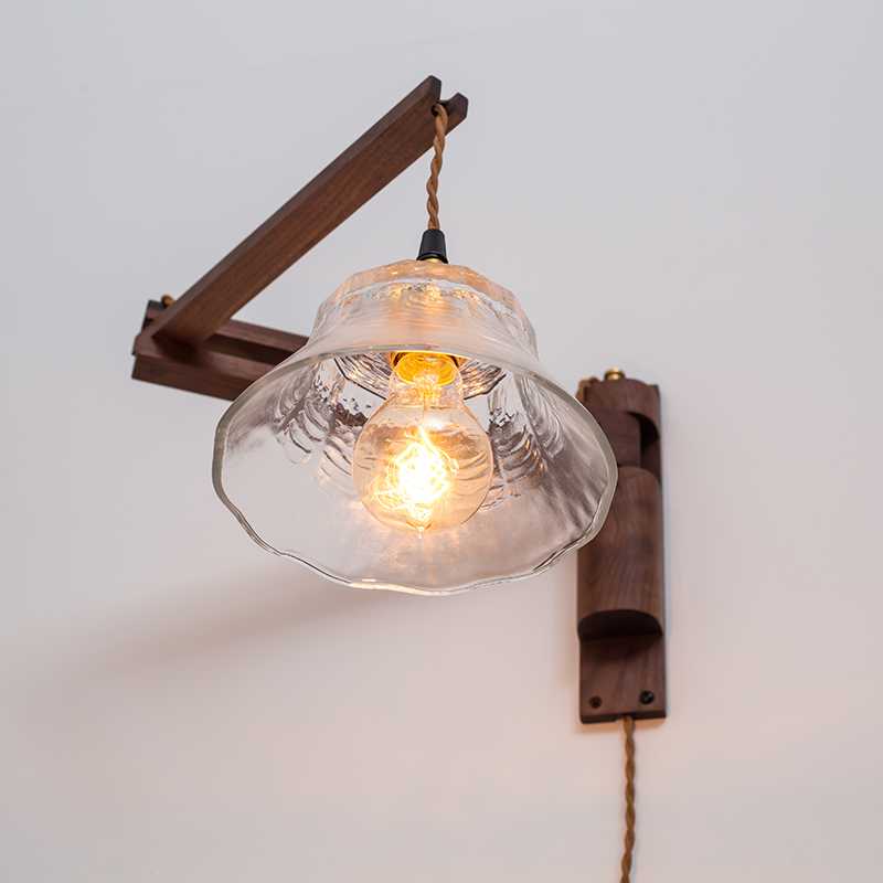 Black Walnut Vintage Japanese Wall Lamp Bedroom Corridor Study Retractable Mirror Front Light