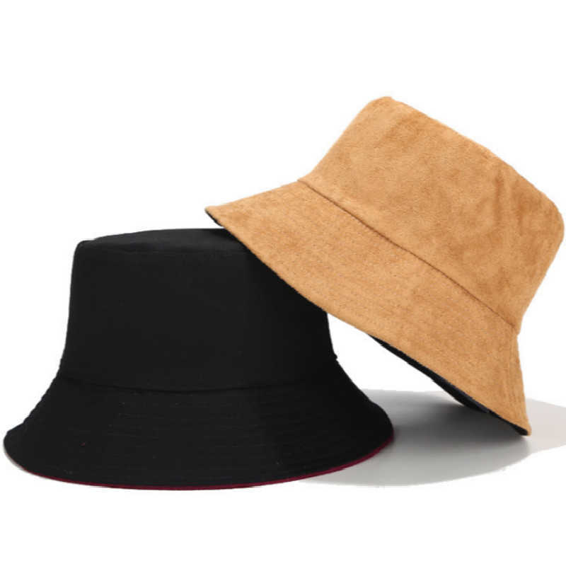 Blank Suede Bucket Hat Solid Spring Fall Women Hat Outdoor Sports Hiking Fishing Cap Sunscreen Fishermen Sun Hat Lady Sunhat Bob Q0805