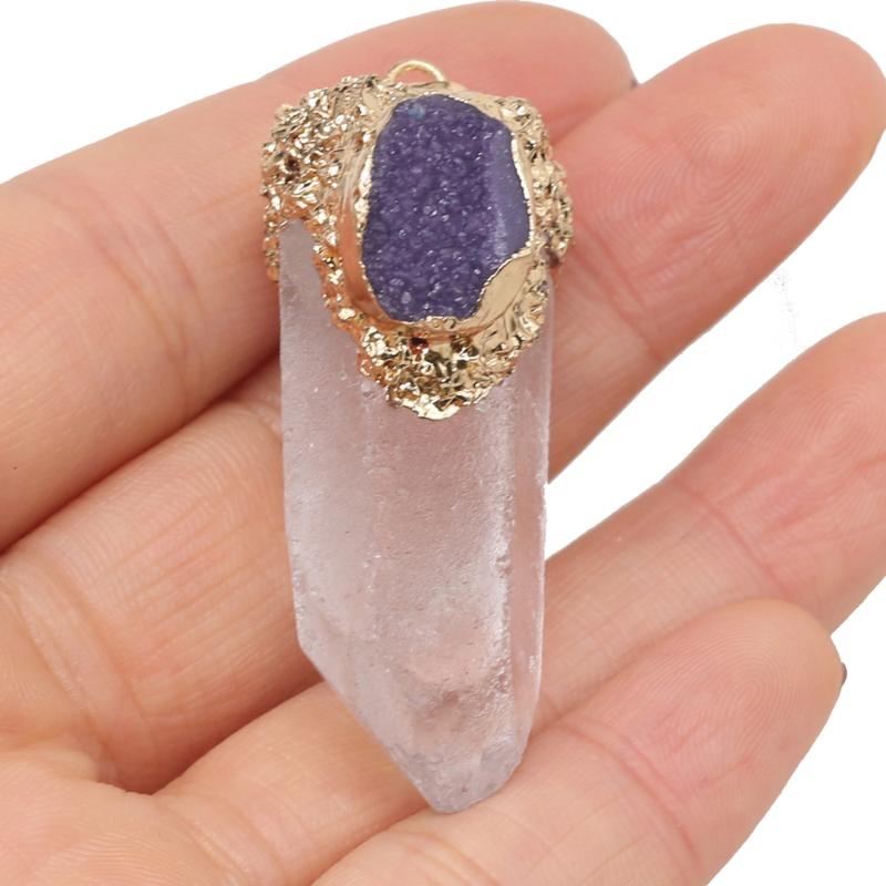 Charms Natural Stone Pendant Crystal Cluster Beads Charm For DIY Necklace Design Jewelry 13x40-14x50mm, Bronze;silver
Charms Natural Stone Pendant Crystal Cluster Beads Charm For DIY Necklace Design Jewelry 13x40-14x50mm, Bronze;silver