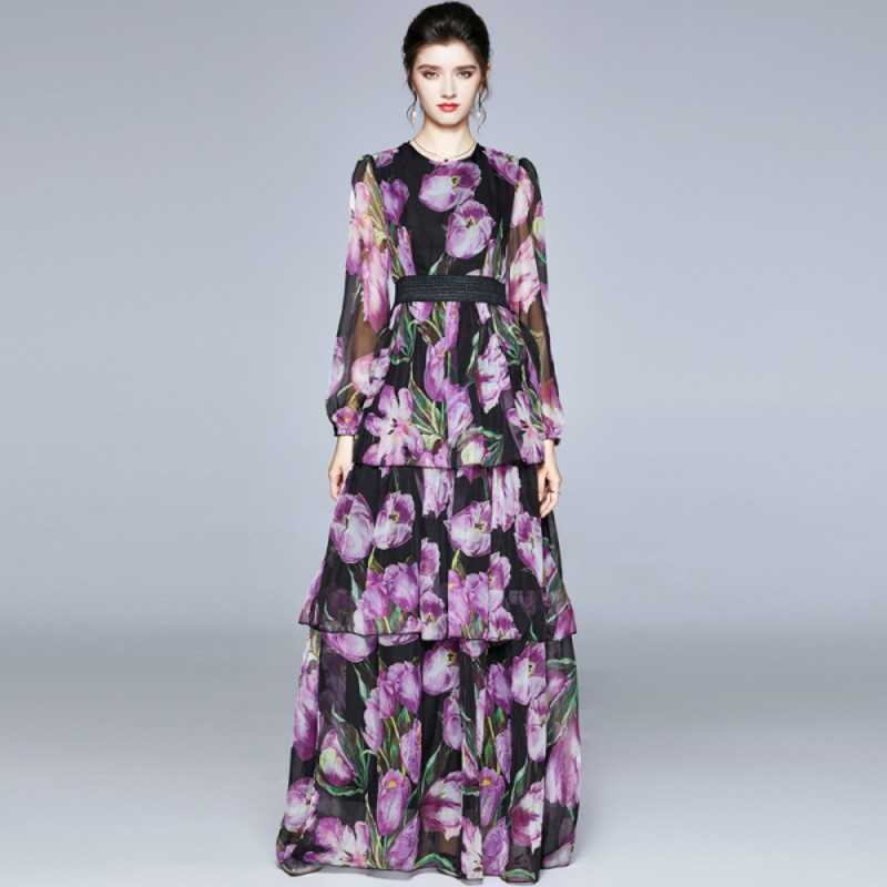 Vintage Fashion Runway Purple Floral Print Maxi Dress Spring High Waist Layer Ruffles Chiffon Holiday Long Dresses Female 210526, Photo color
Vintage Fashion Runway Purple Floral Print Maxi Dress Spring High Waist Layer Ruffles Chiffon Holiday Long Dresses Female 210526, Photo color