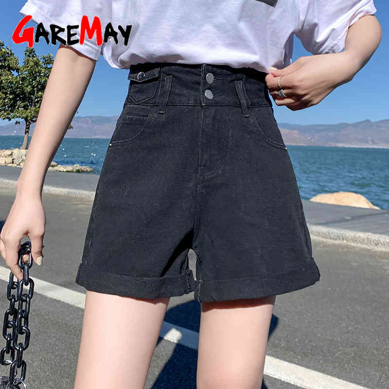 White Denim Shorts for Women Wiht High Waist Casual Wide Leg Loose Blue Intage Female Summer Shorte Femme 210428