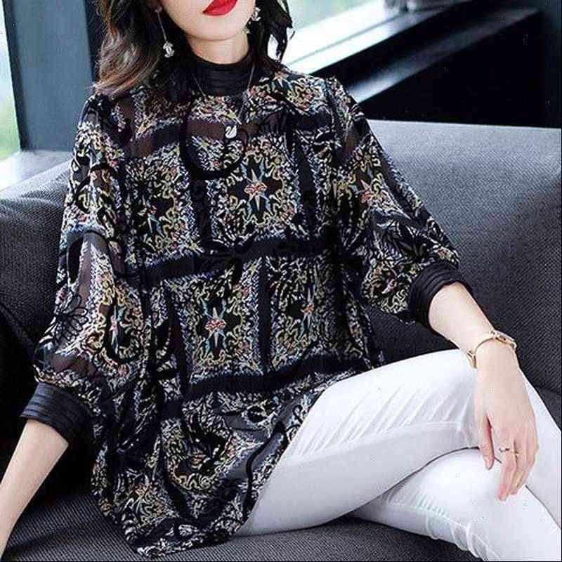 fashion printed womens shirt seven quarter sleeve loose female round neck simple commuter bat chiffon blouse pullover women spring, White
fashion printed womens shirt seven quarter sleeve loose female round neck simple commuter bat chiffon blouse pullover women spring, White