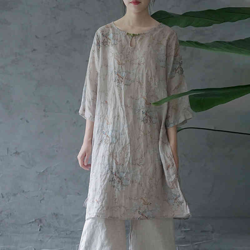 Johnature Women Ramie High Quality Dresses Chinese Style Print Floral Robes Spring O-Neck Seven Sleeve A-Line Dresses 210521, Multi
Johnature Women Ramie High Quality Dresses Chinese Style Print Floral Robes Spring O-Neck Seven Sleeve A-Line Dresses 210521, Multi