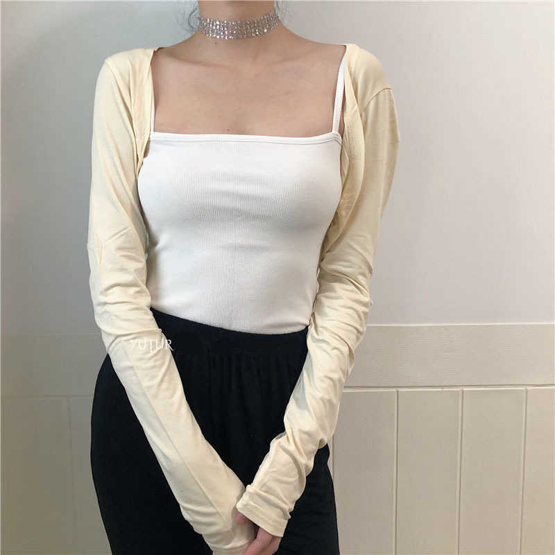 WOMENGAGA Spring Summer Tops Yellow Short Thin Long Sleeve Sunscreen Top T Shirt Sweet Shawl Korean Women 42MF 210603, Black
WOMENGAGA Spring Summer Tops Yellow Short Thin Long Sleeve Sunscreen Top T Shirt Sweet Shawl Korean Women 42MF 210603, Black