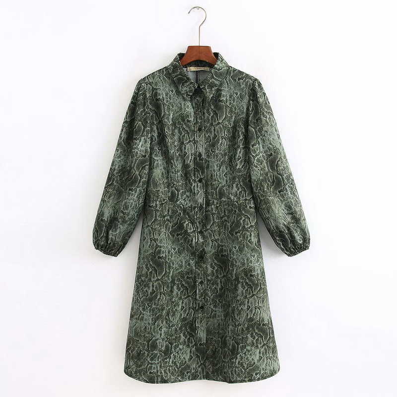 Dress Spring Animal Snake Skin Prints Long Sleeve Women Mini Dresses 210602