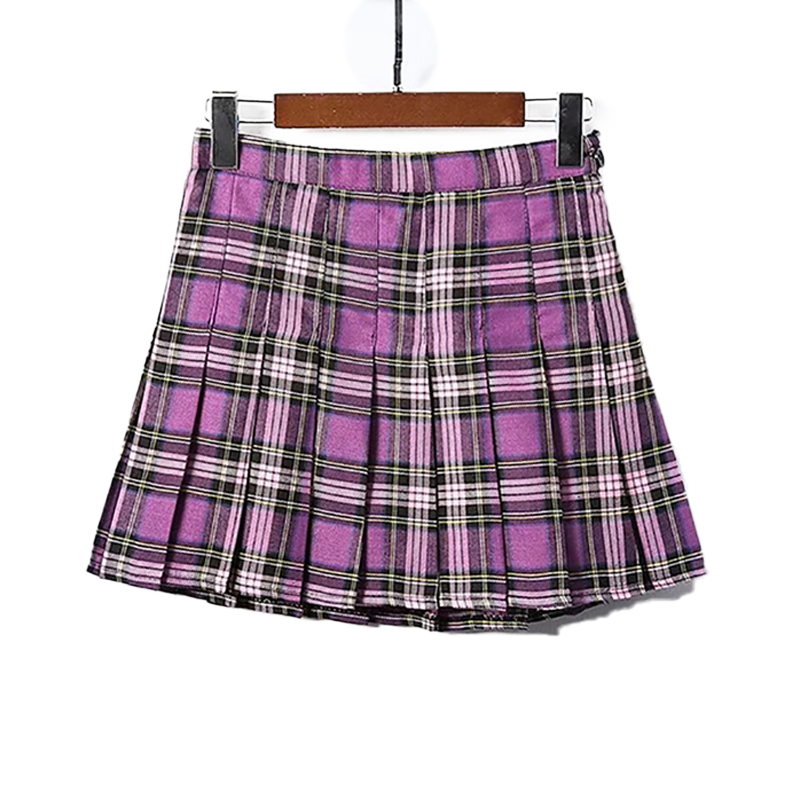 Women's Skirts Korean Style High Waist Plus Size Harajuku A-line Pleated Plaid Mini Woman Skirts Mujer Faldas Mujer Moda 210408